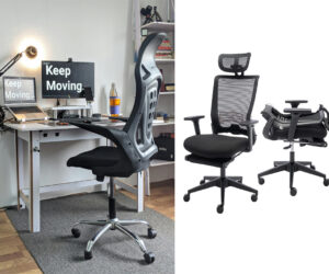 The foldable ergonomic office chair with footrest