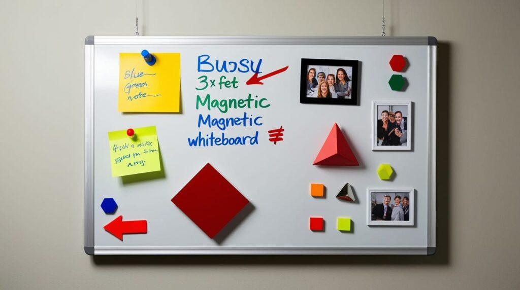 A magnetic board for schools displaying colorful sticky notes and various magnets for organization and creativity..|homesweetplace.com