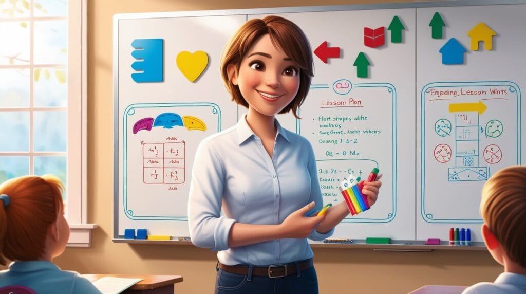 A woman teaches children in a classroom, utilizing Boards for Schools to enhance their learning experience..|homesweetplace.com