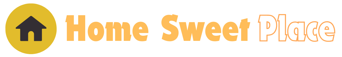 Logo featuring a yellow circle with a black house icon followed by the text "Home Sweet Place" in warm yellow and orange tones.